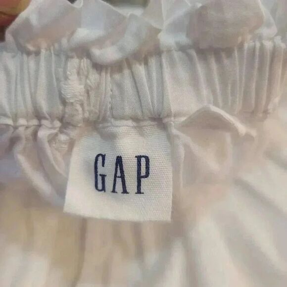 Gap Women's White Cotton Poplin w Tiny White Floral Embroidery Peasant Top - Picture 8 of 10